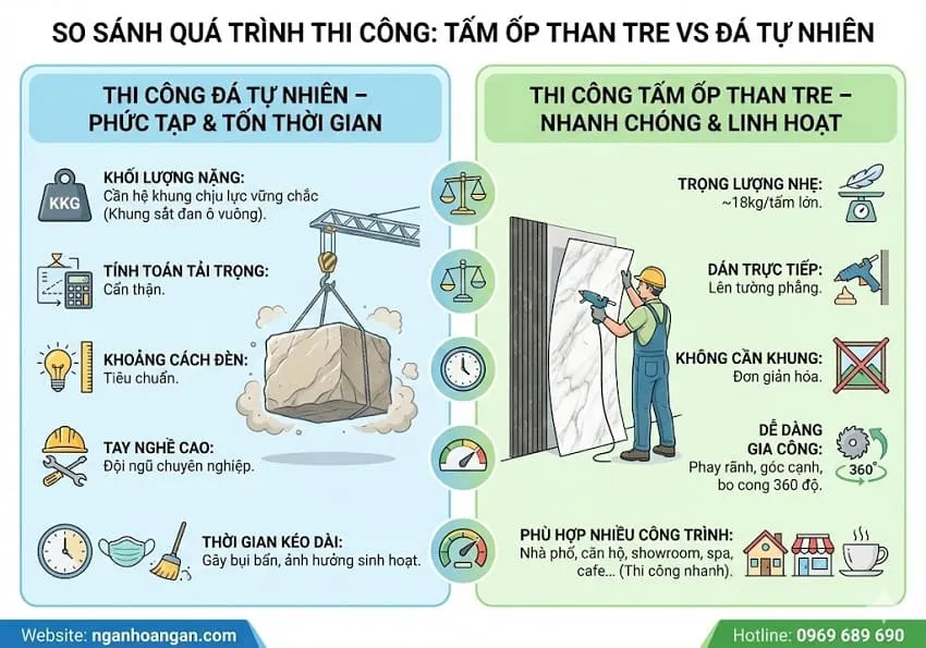 So Sánh Về Quá Trình Thi Công Tấm Ốp Than Tre Và Đá Tư Nhiên So Sánh Về Quá Trình Thi Công Tấm Ốp Than Tre Và Đá Tư Nhiên