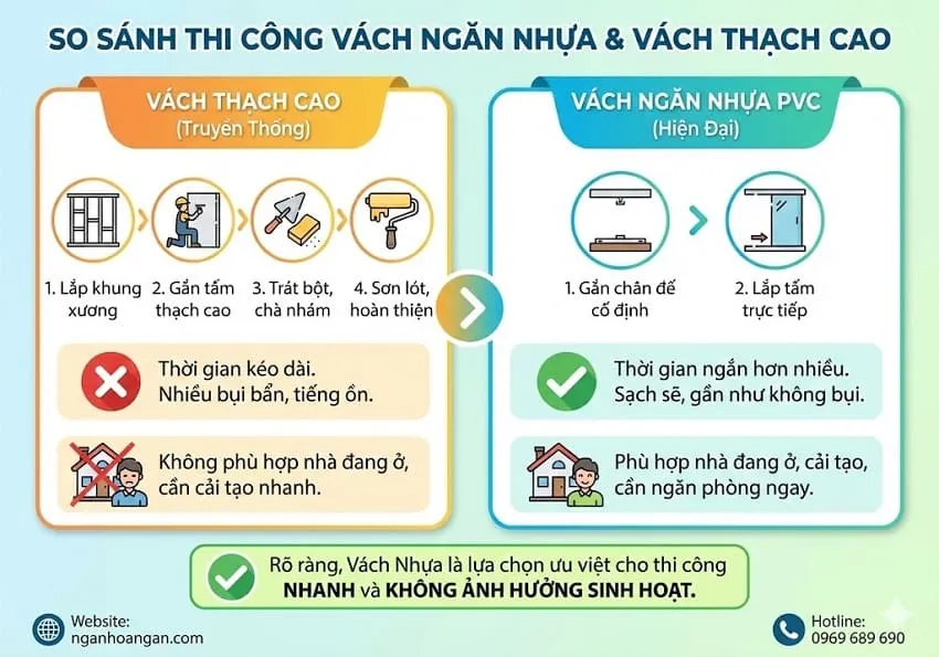 So Sánh Về Thi Công Vách Ngăn Nhựa Và Vách Thạch Cao So Sánh Về Thi Công Vách Ngăn Nhựa Và Vách Thạch Cao