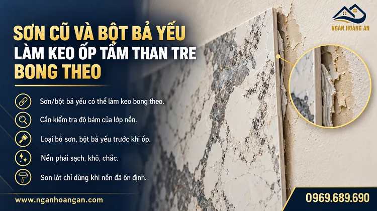 Sơn Cũ Và Bột Bả Yếu Làm Lớp Keo Ốp Tấm Than Tre Bong Theo