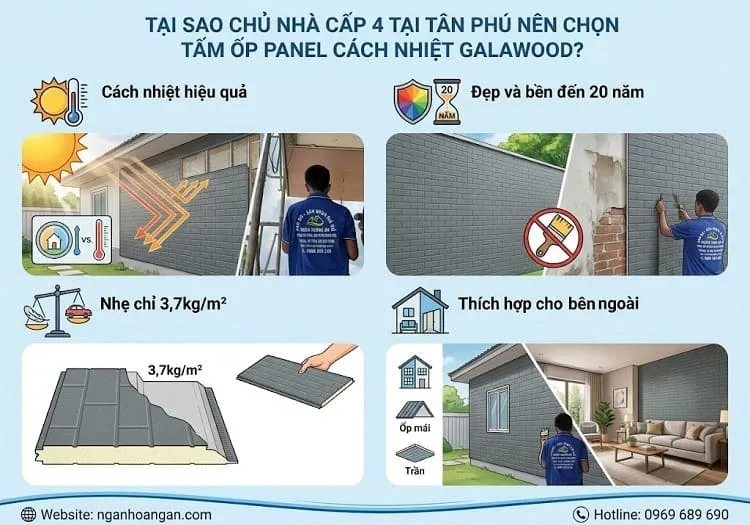 Tại Sao Chủ Nhà Cấp 4 Tại Tân Phú Nên Chọn Tấm Ốp Panel Cách Nhiệt Galawood?