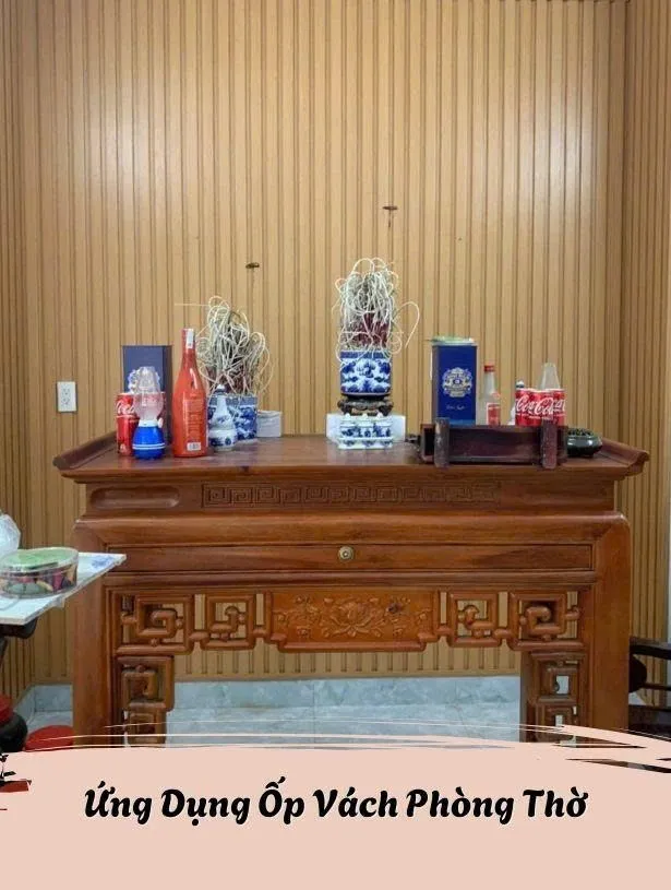 Tường Phòng Thờ Được Thi Công Bởi Lam 3 Sóng Giả Gỗ Kosmos Tường Phòng Thờ Được Thi Công Bởi Lam 3 Sóng Giả Gỗ Kosmos