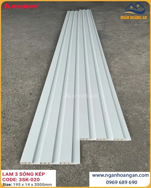 Tấm Nhựa Lam 3 Sóng Thấp Kosmos Màu Trắng Trơn 3SK-020