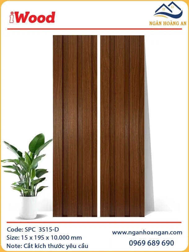 Tấm Lam Sóng Giả Gỗ Nhựa Ốp Tường Iwood 3S15-D