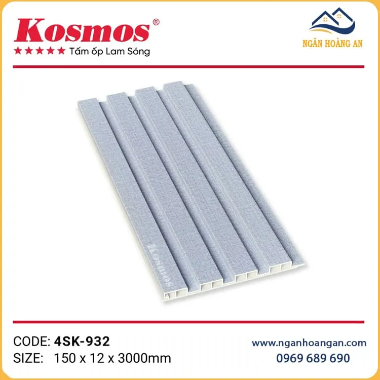 Tấm Lam Sóng Kép Ốp Tường Kosmos Vân Đơn Sắc 4SK-932