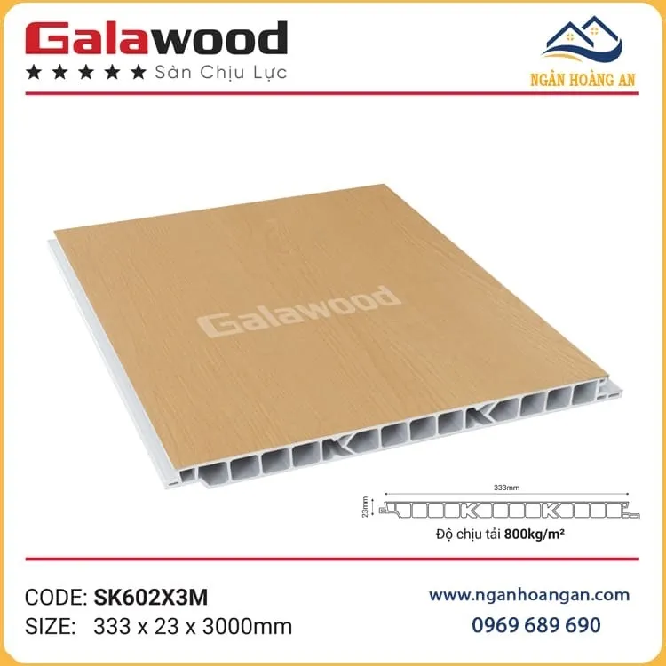 Tấm Lát Sàn Nhựa Chịu Lực PVC Giả Gỗ Galawood SK602X3M