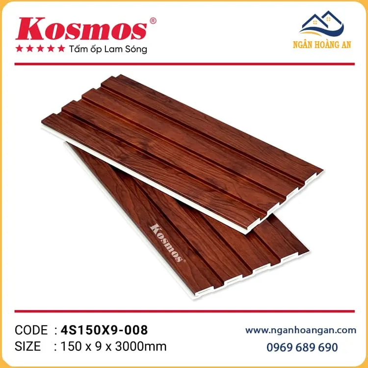 Tấm Nhựa Lam 4 Sóng Giả Gỗ Nhựa Kosmos 4S150X9-008 Tấm Nhựa Lam 4 Sóng Giả Gỗ Nhựa Kosmos 4S150X9-008