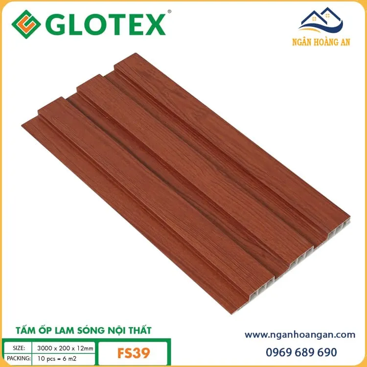 Tấm Nhựa Lam Sóng Giả Gỗ Ốp Tường Ốp Trần Glotex FS39 Tại Phường Long Bình TPHCM