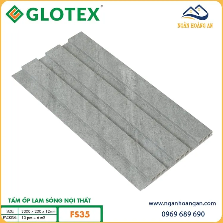 Tấm Nhựa Ốp Trần Lam Sóng Nhựa Vân Bê Tông Glotex FS35
