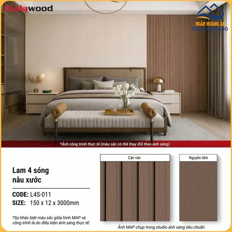 Tấm Nhựa Ốp Tường Lam Sóng Giả Gỗ Galawood L4S-011 Tấm Nhựa Ốp Tường Lam Sóng Giả Gỗ Galawood L4S-011