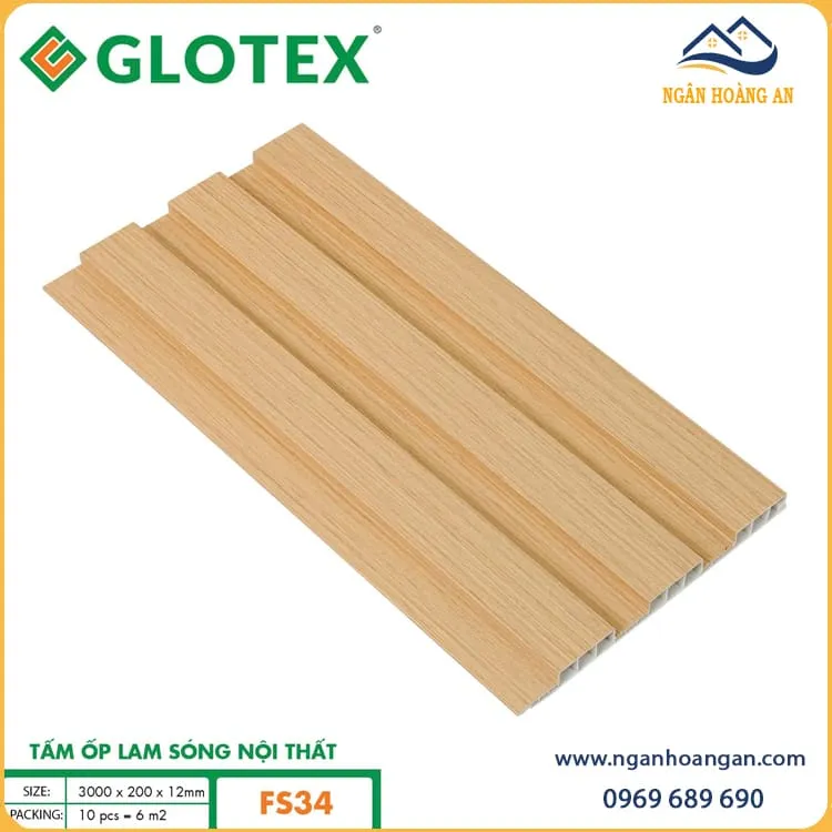 Tấm Nhựa Ốp Tường Lam Sóng Nhựa Giả Gỗ Glotex FS34 Tấm Nhựa Ốp Tường Lam Sóng Nhựa Giả Gỗ Glotex FS34