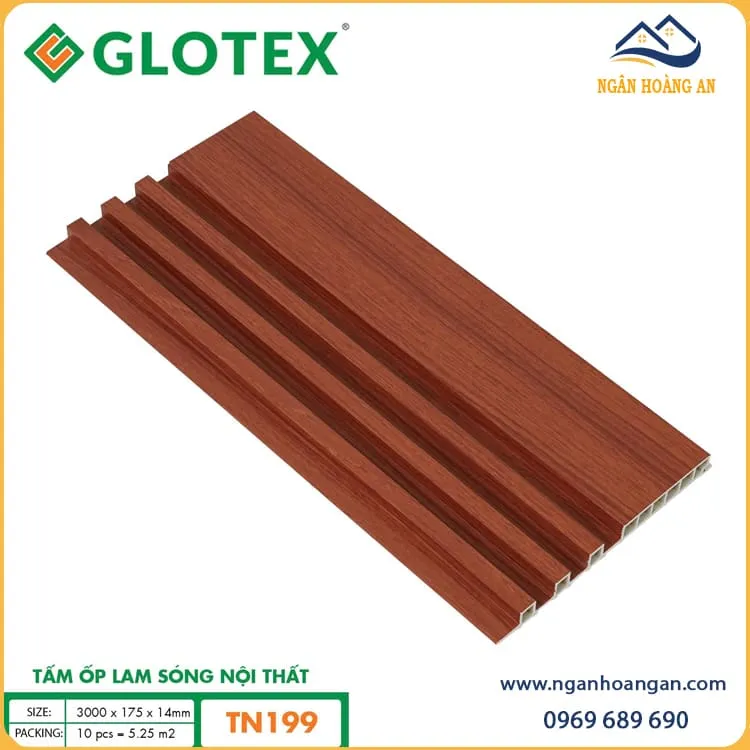 Tấm Nhựa Ốp Tường Lam Sóng Nhựa Giả Gỗ Glotex TN199 Tấm Nhựa Ốp Tường Lam Sóng Nhựa Giả Gỗ Glotex TN199
