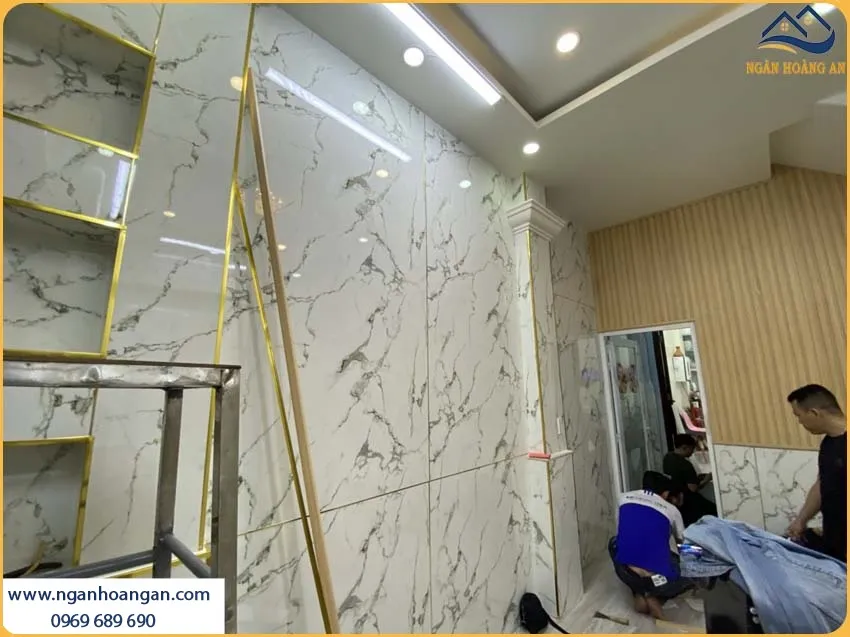 Thi Công Tấm PVC Giả Đá PVC3001 Kosmos Cho Phòng Khám Thi Công Tấm PVC Giả Đá PVC3001 Kosmos Cho Phòng Khám