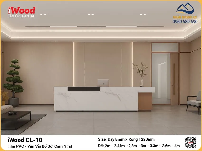 Tấm Ốp CL-10 Vân Vải Bố Cam Nhạt Ốp Văn Phòng