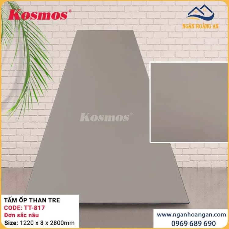 Tấm Ốp Đa Năng Sợi Than Tre Đơn Sắc Nâu Kosmos TT-817 Tấm Ốp Đa Năng Sợi Than Tre Đơn Sắc Nâu Kosmos TT-817
