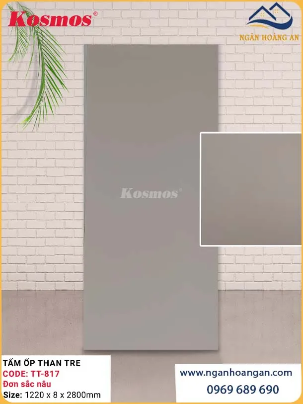 Tấm Ốp Đa Năng Sợi Than Tre Đơn Sắc Nâu Kosmos TT-817
