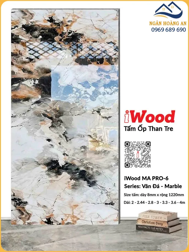 Tấm Than Tre Ốp Tường iWood 8mm MA PRO-6 Vân Đá Đa Sắc Vàng Đen Tấm Than Tre Ốp Tường iWood 8mm MA PRO-6 Vân Đá Đa Sắc Vàng Đen