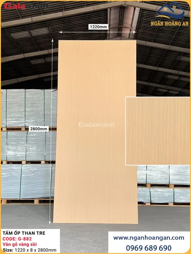Tấm Ốp Đa Năng Sợi than Tre Vân Gỗ Vàng Sồi Galawood G-882