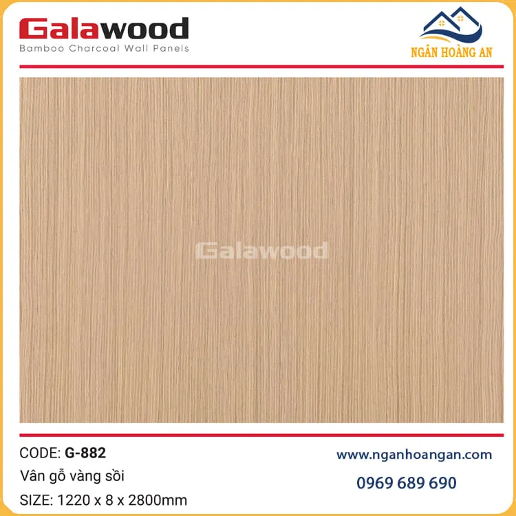 Tấm Ốp Đa Năng Sợi than Tre Vân Gỗ Vàng Sồi Galawood G-882