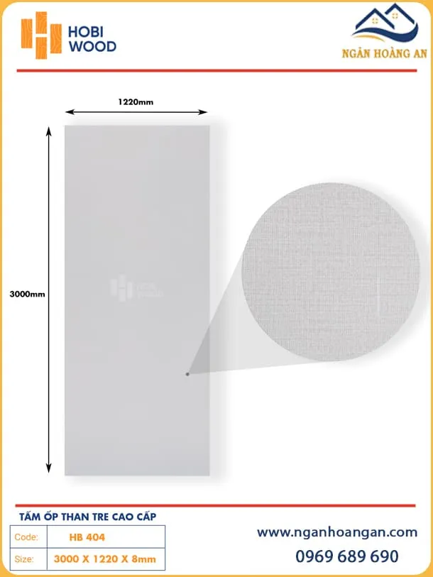 Tấm Ốp Đa Năng Sợi Than Tre Vân Vải Hobiwood HB 404