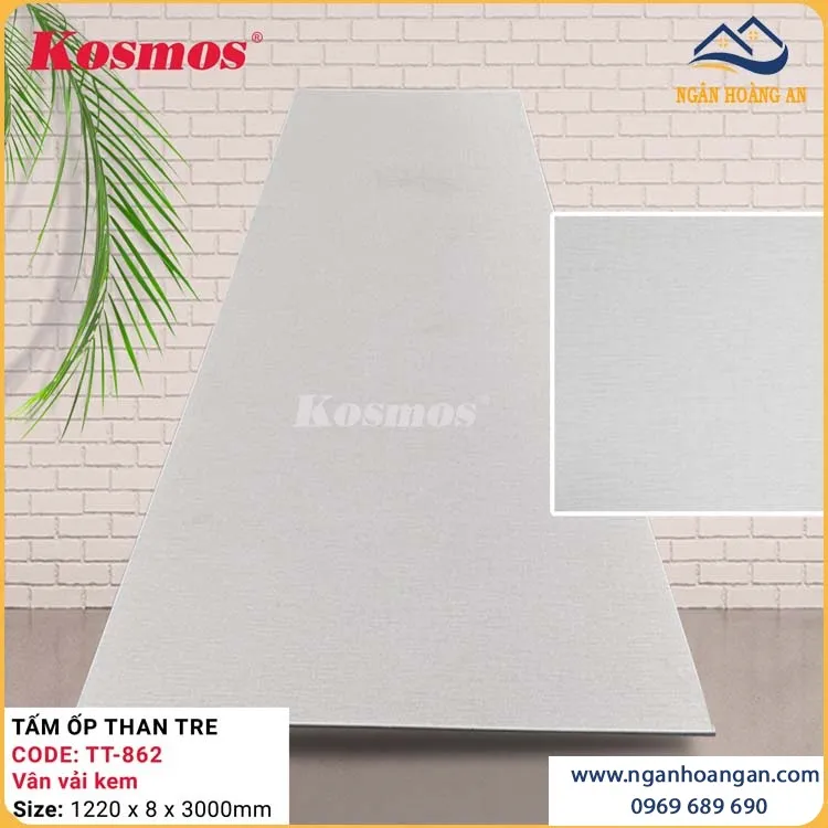 Ốp Tường Tấm Ốp Đa Năng Than Tre Vân Vải Kem Kosmos TT-862