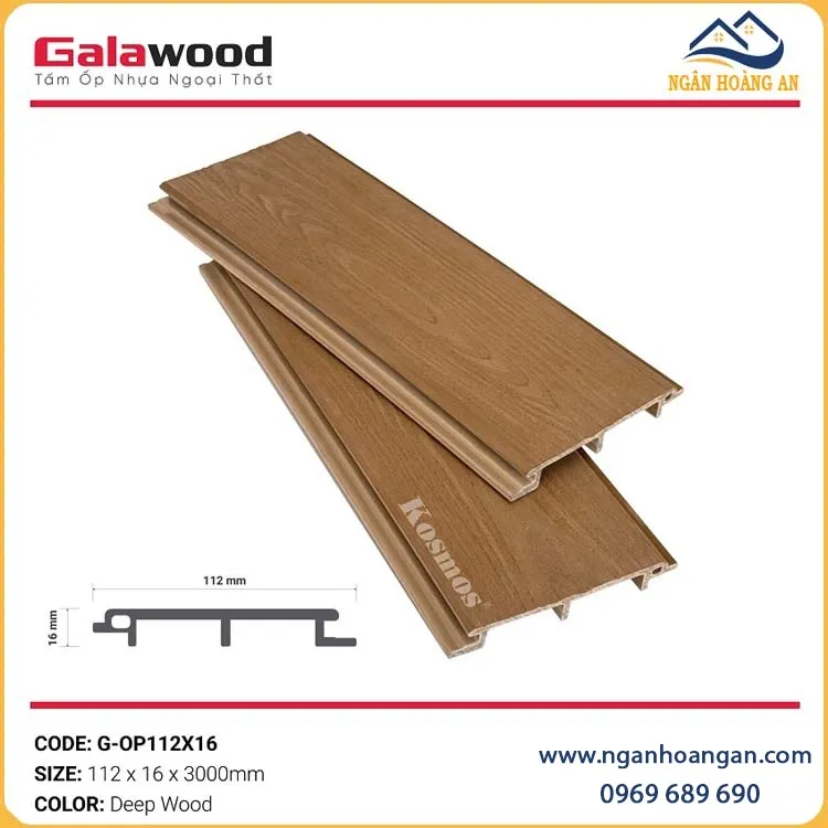 Tấm Ốp Gỗ Nhựa Ngoài Trời Phủ ASA Galawood G-OP112X16 Deep Wood