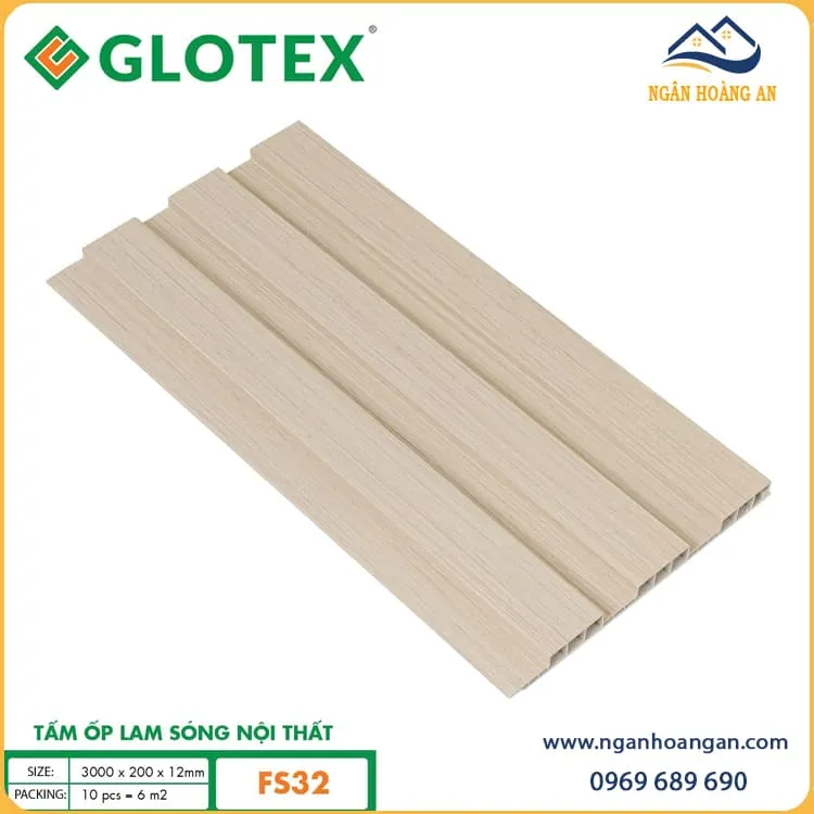 Tấm Ốp Lam 3 Sóng Nhựa Giả Vân Gỗ Glotex FS32