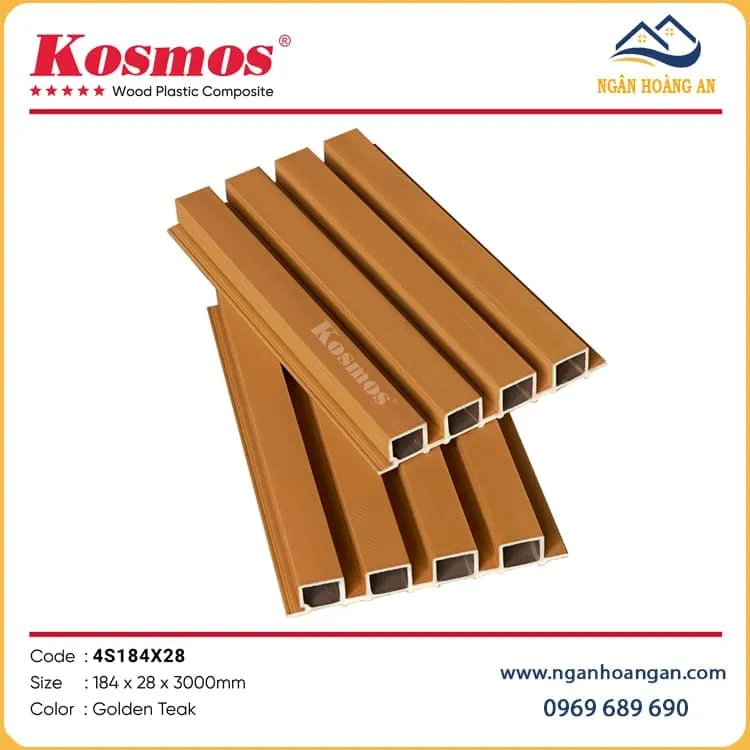 Tấm Ốp Lam 4 Sóng Ngoài Trời Phủ ASA Kosmos 4S184X28 Golden Teak