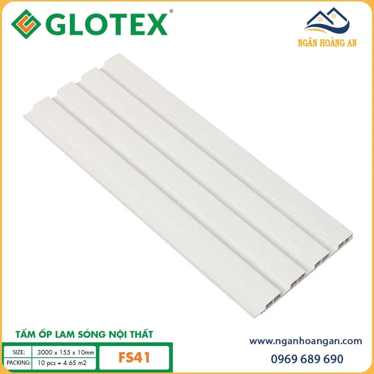 Tấm Ốp Lam 4 Sóng Nhựa Trắng Vân Gỗ Glotex FS41 Tấm Ốp Lam 4 Sóng Nhựa Trắng Vân Gỗ Glotex FS41