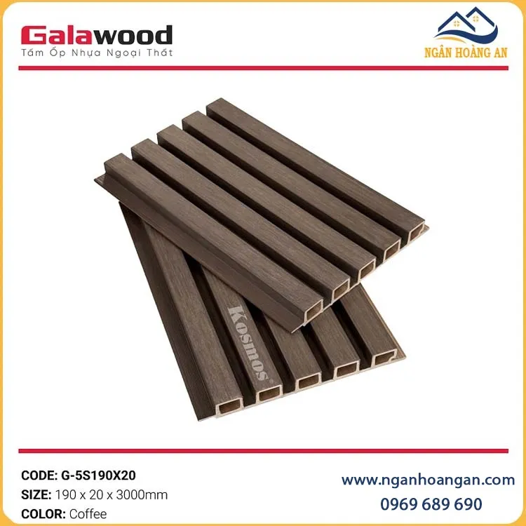 Tấm Ốp Lam 5 Sóng Ngoài Trời ASA Galawood G-5S190X20 Coffee Tấm Ốp Lam 5 Sóng Ngoài Trời ASA Galawood G-5S190X20 Coffee