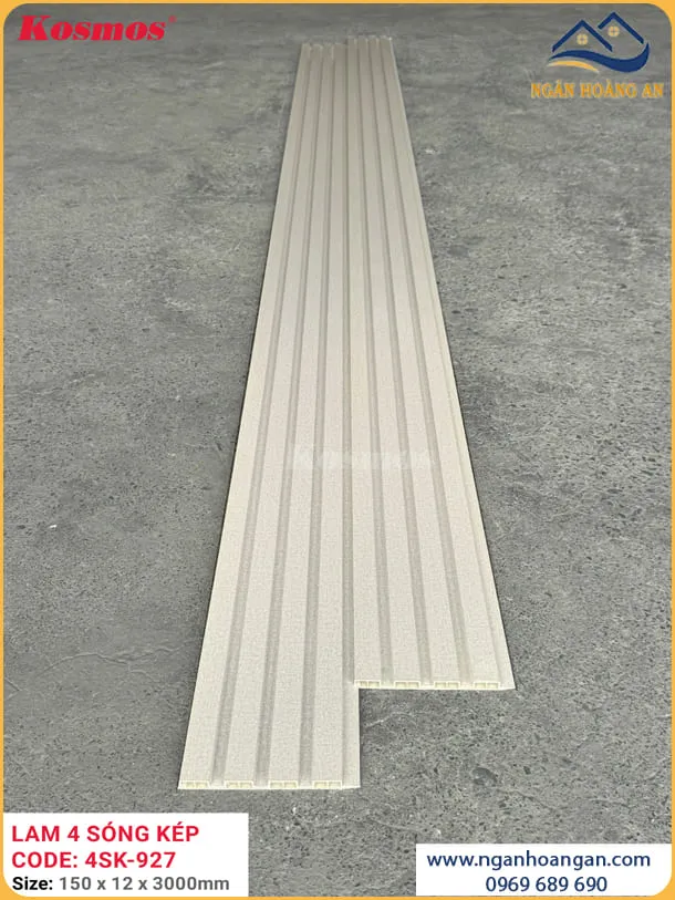 Tấm Ốp Tường Lam Sóng Kép Nhựa Vân Đơn Sắc Kosmos 4SK-916
