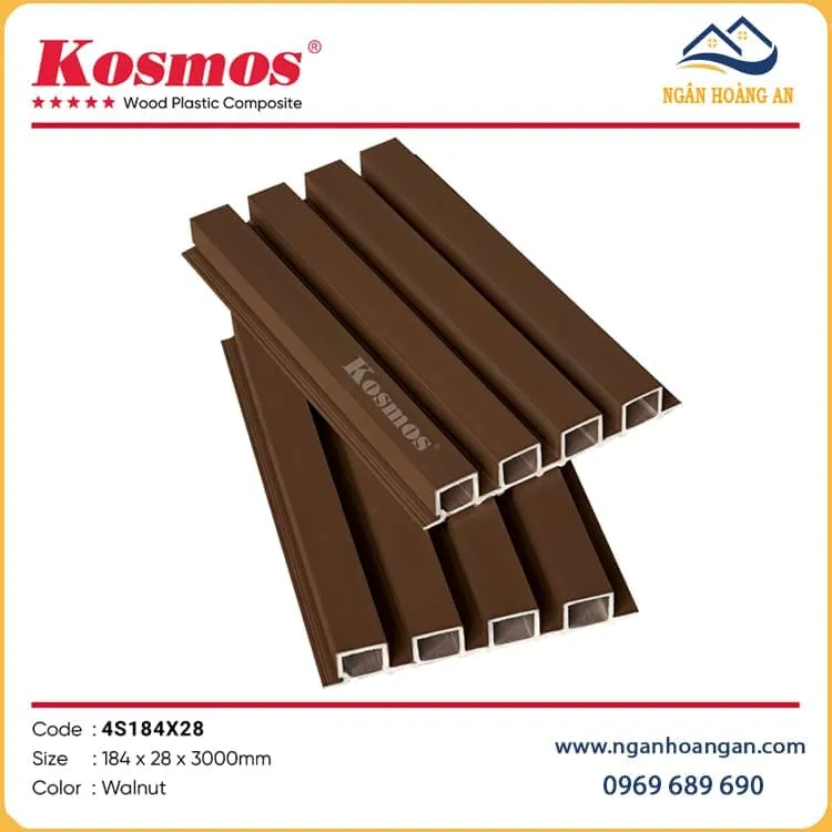 Tấm Ốp Trần Lam Sóng Ngoài Trời ASA Kosmos 4S184X28 Walnut Tấm Ốp Trần Lam Sóng Ngoài Trời ASA Kosmos 4S184X28 Walnut