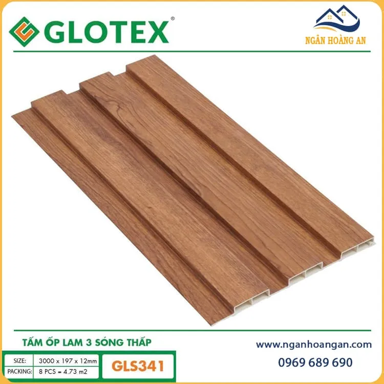 Tấm Ốp Lam 3 Sóng Nhựa Giả Gỗ Glotex GLS-341