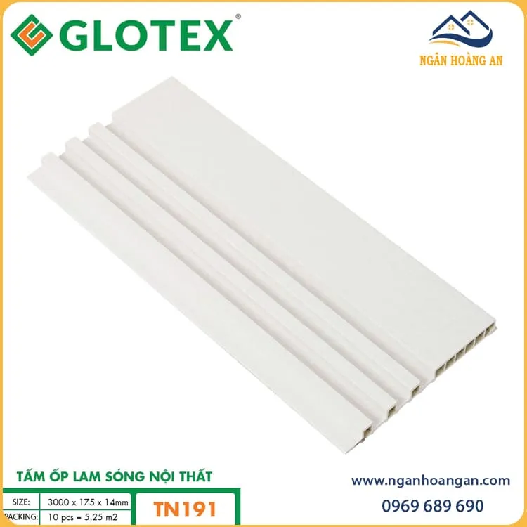 Tấm Ốp Lam Sóng Nhựa Trắng Vân Gỗ Glotex TN191 Tấm Ốp Lam Sóng Nhựa Trắng Vân Gỗ Glotex TN191