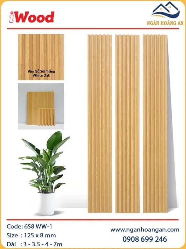 Tấm Ốp Tường Lam Sóng Than Tre Vân Gỗ iWood 6S8 WW-1