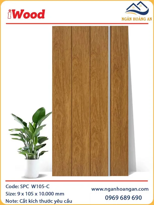 Tấm Nhựa Ốp Tường Nano iWood W105-C Giả Vân Gỗ