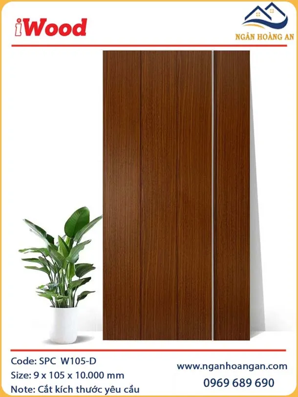 Tấm Nhựa Ốp Trần Nano iWood W105-D Giả Vân Gỗ