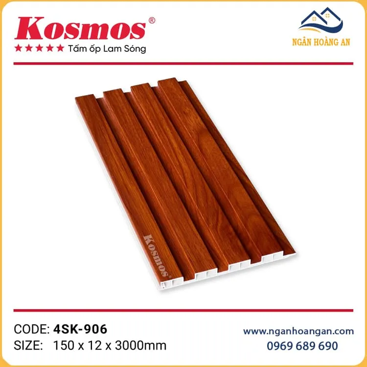 Tấm Ốp Nhựa Lam 4 Sóng Kép Giả Gỗ Kosmos 4SK-906