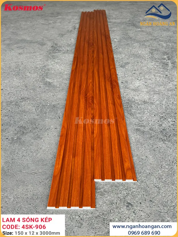 Tấm Ốp Nhựa Lam 4 Sóng Kép Giả Gỗ Kosmos 4SK-906