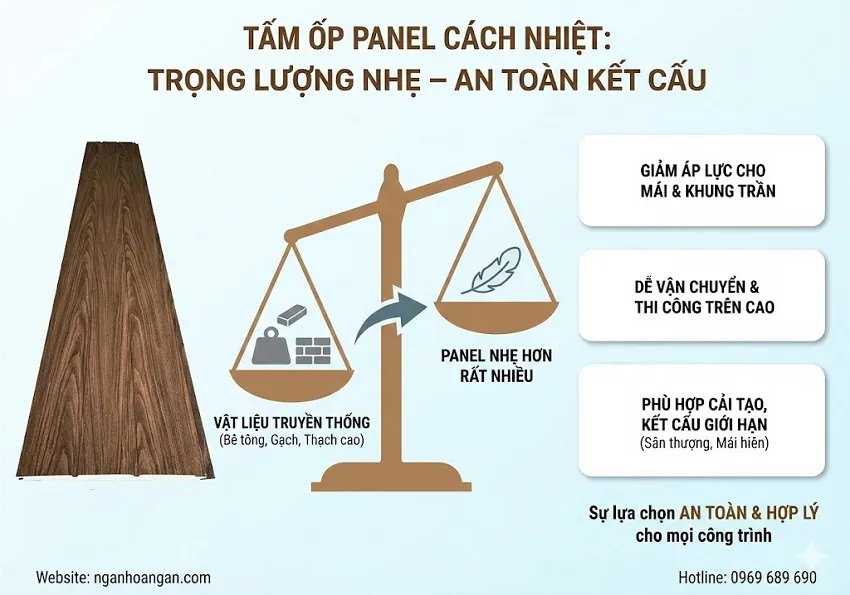 Tấm Ốp Panle Cách Nhiệt Trọng Lượng Nhẹ – An Toàn Cho Kết Cấu Công Trình