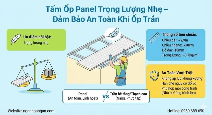 Tấm Ốp Panel Trọng Lượng Nhẹ – Đảm Bảo An Toàn Khi Ốp Trần