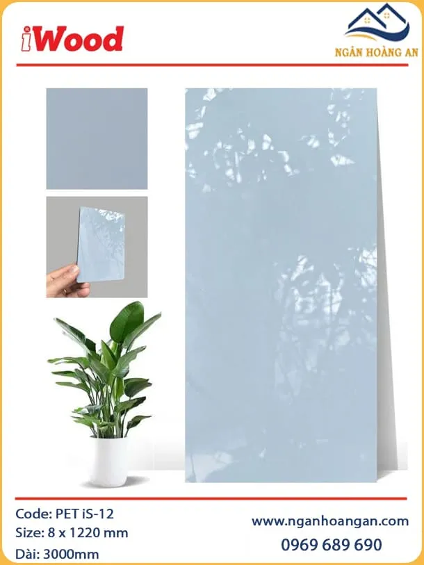 Tấm Ốp Sợi Than Tre Đa Năng Phủ PET iWood iS-12