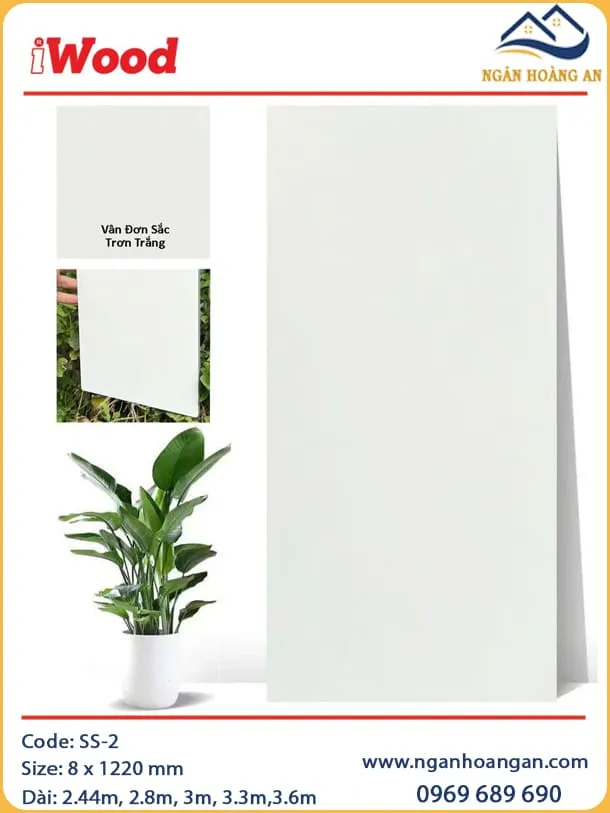 Tấm Ốp Than Tre Đa Năng Trắng Trơn iWood SS-2