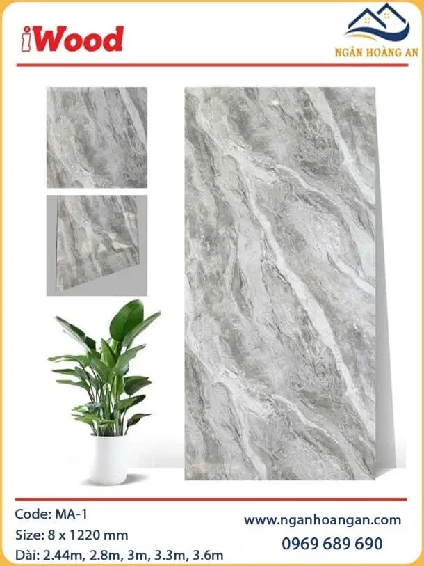 Tấm Ốp Sợi Than Tre Đa Năng Vân Đá iWood MA-1