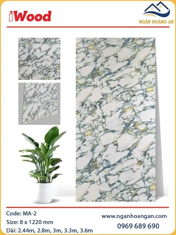 Tấm Ốp Sợi Than Tre Đa Năng Vân Đá iWood MA-2