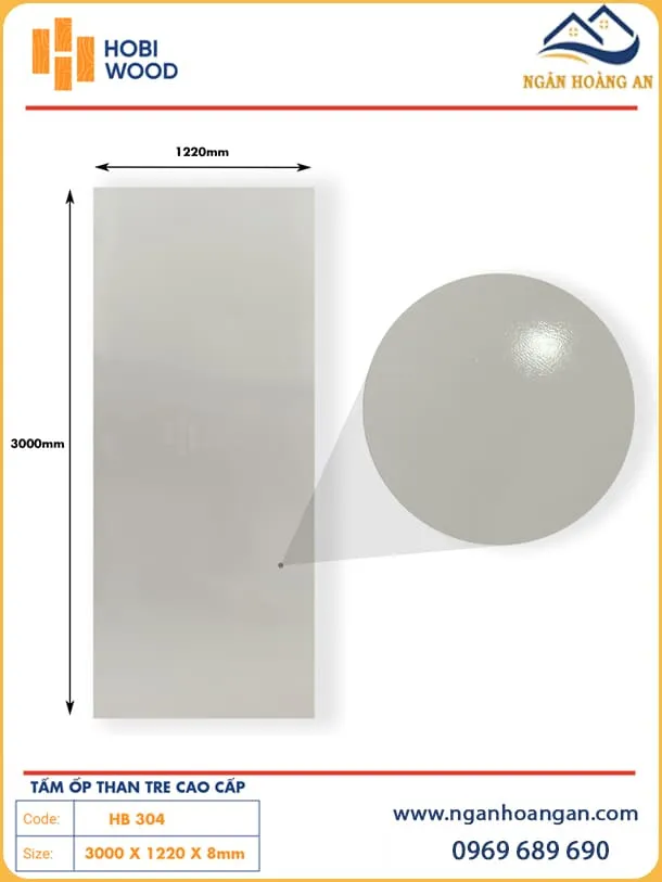 Tấm Ốp Tường Sợi Than Tre Vân Đơn Sắc Hobiwood HB 304 Tấm Ốp Tường Sợi Than Tre Vân Đơn Sắc Hobiwood HB 304