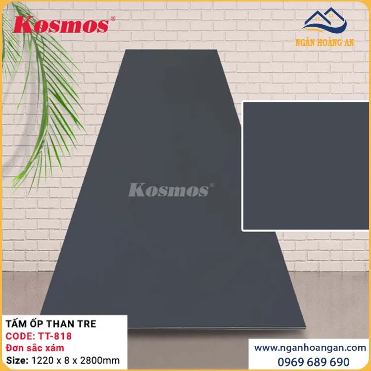 Ốp Tường Tấm Ốp Than Tre Đơn Sắc Xám Kosmos TT-818 Ốp Tường Tấm Ốp Than Tre Đơn Sắc Xám Kosmos TT-818
