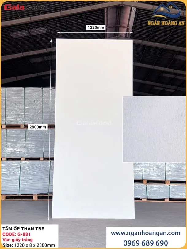 Tấm ỐP Than Tre Galawood G-881 Vân Giấy Trắng