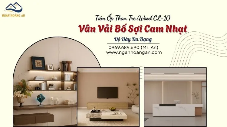 Tấm Ốp Than Tre iWood CL-10 Vân Vải Bố Sợi Cam Nhạt Độ Dày Đa Dạng
