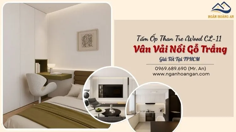 Tấm Ốp Than Tre iWood CL-11 Vân Vải Nổi Gỗ Trắng Giá Tốt Tại TPHCM