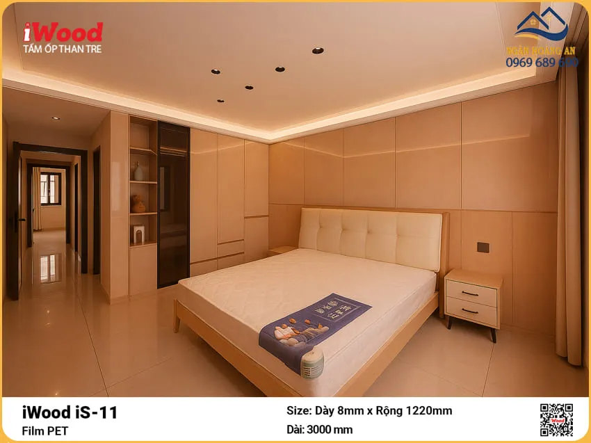 Tấm Ốp Than Tre iWood iS-11 PET Ốp Phòng Ngủ Tấm Ốp Than Tre iWood iS-11 PET Ốp Phòng Ngủ